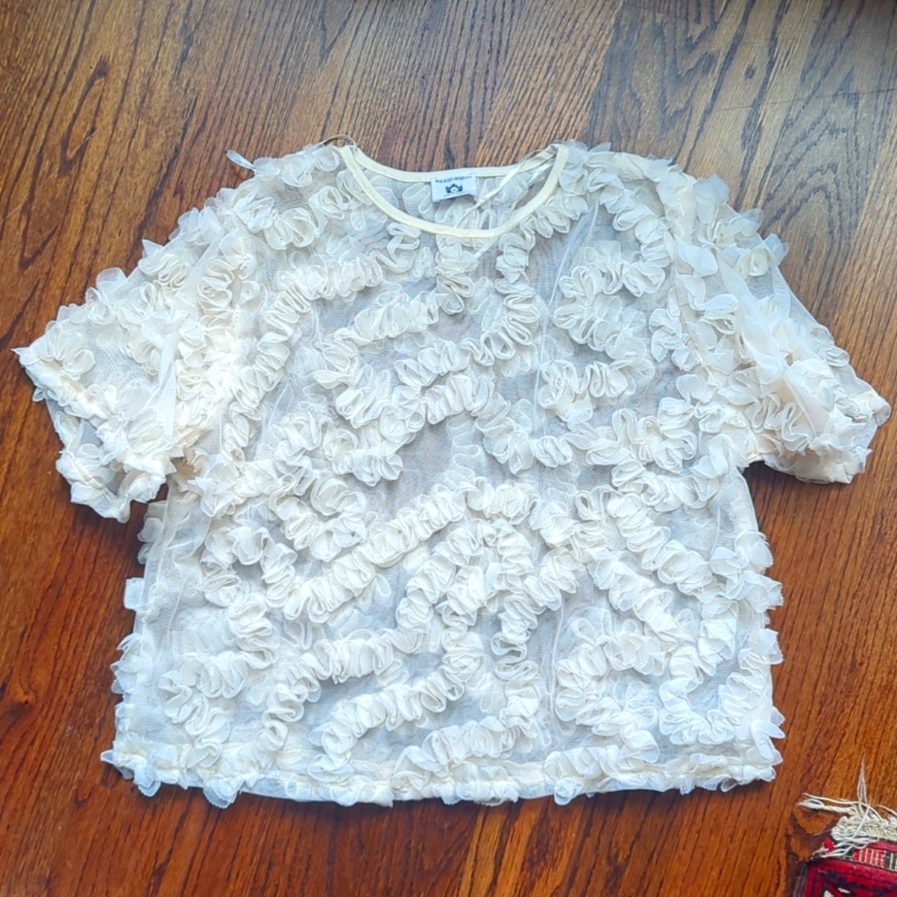 Wicked Majesty Sheer Rosette Top, Women's Size Medium.